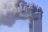 Les tours du World Trade Center en flammes, le 11 septembre 2001.