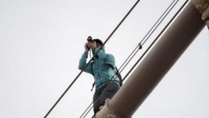 Le touriste français sur le pont de Brooklyn...