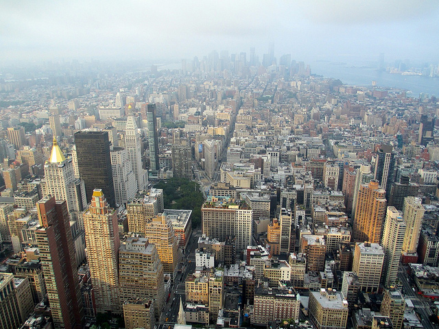 Vue sur la pointe Sud de Manhattan le matin.