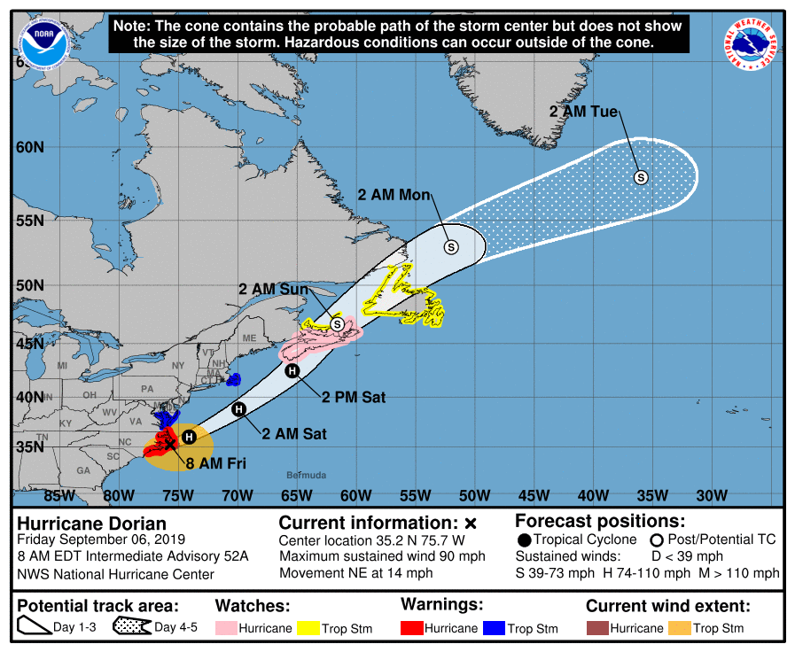 ouragan dorian vendredi