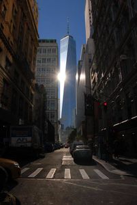 Reflet sur soleil sur la One World Trade Center