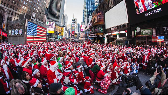 pères Noël sur Times Square
